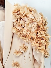 economico Lunghezza del pavimento-Abito A-Line Floreale da Sera Abito Elegante Tuxedo Abito Formale Matrimonio Lunghezza Piena Manica Lunga Collo Alto con Applicazioni 2025