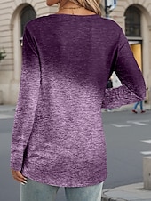billige Kunst &amp; Design t-skjorte-Valentine Dame Hjerte T Skjorte Casual Vanlige topper Lang erme Crew Neck Print Vanlig passform Daglig Lilla Vår Høst