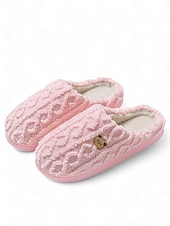 economico Ciabatte e infradito da donna-pantofole da donna in pile con adorabile ricamo a forma di orso – calde pantofole da casa per il comfort invernale