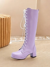 abordables Bottes à la mode-bottes à lacets vintage pour femmes – style rétro à talon épais pour le cosplay, le costume et la mode quotidienne