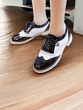 cheap 1930s-Women&#039;s Beige and White Oxford Brogue Shoes - Vintage Lace-Up Low Heel Casual Shoes for Everyday Wear