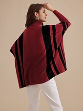 abordables pull pour femme-pull à col roulé en maille côtelée d&#039;acrylique et de polyester