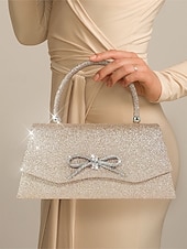 cheap Clutches &amp; Evening Bags-Women&#039;s Elegant Sparkling Glitter Evening Clutch with Rhinestone Bow - Perfect for Weddings and Parties