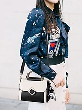 Недорогие Сумки с ручками сверху и шопперы-женская двухцветная сумка с золотой ручкой и ремнем через плечо | элегантная и стильная небольшая сумка через плечо для повседневного использования