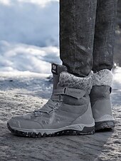 baratos Botas de neve e inverno-botas de caminhada de inverno femininas à prova d&#039;água - botas de neve com cadarço e isolamento com gola de pele sintética para aventuras ao ar livre