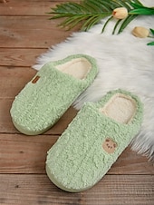 economico Ciabatte e infradito da donna-pantofole da donna in pile con adorabile ricamo a forma di orso – calde pantofole da casa per il comfort invernale