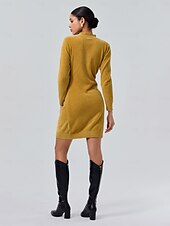 abordables Vestidos de suéter-Vestido estilo suéter midi de chenilla urbana y corte limpio
