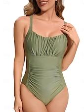 billige Onepiece badedrakter-Dame Badetøy Ett stykke Monokini Badedrakt Åpen rygg Midjekontroll Høy Midje Tynn Ferie Strand Klær Helfarge Ermeløs Badedrakter