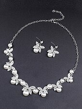 cheap Women&#039;s Necklace-Elegant Pearl Butterfly Necklace and Earrings Set | Rhinestone-Embellished Bridal Jewelry for Weddings, Parties, and Formal Events