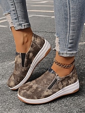 levne Dámské tenisky-dámské neformální modré džínové slip-on tenisky – stylové vycházkové boty na zip s polstrovanou podrážkou pro každodenní pohodlí