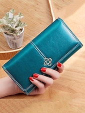cheap Wallets-Women&#039;s Red Faux Leather Wallet with Multiple Card Slots and Zippered Coin Pocket – Elegant and Functional Clutch for Everyday Use