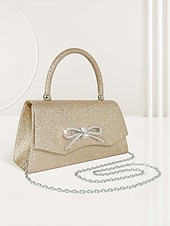 cheap Clutches &amp; Evening Bags-Women&#039;s Elegant Sparkling Glitter Evening Clutch with Rhinestone Bow - Perfect for Weddings and Parties