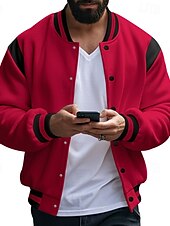 cheap Men&#039;s Jackets &amp; Coats-Men&#039;s Lightweight Jacket Casual Jacket Varsity Jacket Daily Vacation Wearproof Pocket Spring &amp;  Fall Color Block Fashion Classic Stand Collar Regular Dark Gray Black Red Navy Blue Light Grey Jacket