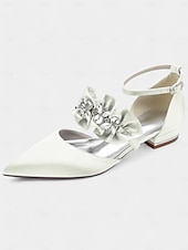 economico Semi-formale-ballerine da donna in raso nero con punta affilata e decorazioni floreali in strass – scarpe eleganti per matrimoni ed eventi formali