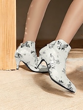 abordables Bottines-bottines à imprimé floral vintage pour femmes avec bout pointu et talon aiguille | bottines élégantes à talons hauts pour événements formels et fêtes