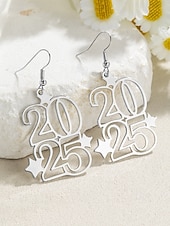 cheap Women&#039;s Earring-Women&#039;s Gold 2025 Dangle Earrings with Star Accents – Festive Jewelry for New Year&#039;s Eve and Celebrations