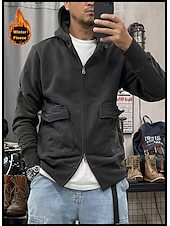 economico felpe con cappuccio da uomo di base-Per uomo Felpa con cappuccio Felpa con cappuccio tattica Nero Blu Cachi Grigio scuro Con cappuccio Liscio Sportivo Sport Abbigliamento di strada non-stampa Originale Essenziale Informale Inverno