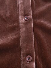voordelige Elegante topjes-Dames Overhemd Blouse Effen Kleur Basic Casual Lange mouw V-hals Normale tops Dagelijks Lapwerk Knop Zak Wijn Bruin Groen Herfst Winter