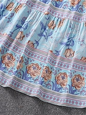 ieftine Rochii Boho-Pentru femei Rochii Midi Rochie casual Rochie leagăn Rochie A line Rochie Boho Casual Zilnic Fit regulat Floral Lungime Manșon 3/4 În V Roz Îmbujorat Albastru piscină Caisă Vară Primăvară Toamnă