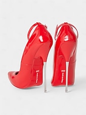 economico Tacchi a Spillo-tacchi a spillo in vernice rossa da donna con cinturino alla caviglia - sexy ed eleganti, perfetti per le uscite serali o per eventi formali