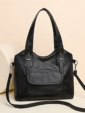 billiga Hand- och toteväskor-vintage brun konstläderväska för kvinnor med dubbla handtag och justerbar crossbody-rem – rymlig och elegant för dagligt bruk