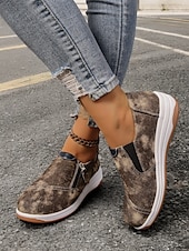 levne Dámské tenisky-dámské neformální modré džínové slip-on tenisky – stylové vycházkové boty na zip s polstrovanou podrážkou pro každodenní pohodlí