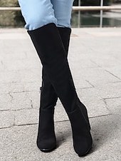 cheap Fashion Boots-Women&#039;s Over-the-Knee Wedge Boots – Suede-Style Burgundy High Boots with Elegant Design, Perfect for Winter Outings and Casual Chic