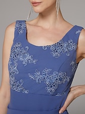 voordelige Met Jas-Twee Delige Sheath Jurk Strandbruiloft Moeder van de Bruid Jurk Elegante Sprankel  Glans Juweel Hals Enkele Lengte Kant Stretch Stof 3/4 Lengte Mouw met Kant