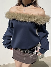 abordables Sweats à capuche-pull femme mode décontracté uni fête décontractée sortie sweat à capuche coupe ample manches longues bleu automne hiver