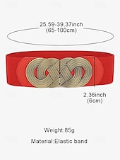 economico Cintura da donna-cintura elastica larga da donna con fibbia in metallo vintage – cintura elastica alla moda per abiti, tuniche e camicette – disponibile in nero, rosso e marrone