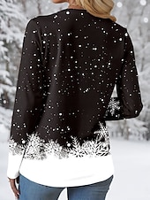 abordables Sudaderas y sudaderas navideñas-Blusa de mujer sudadera cuello pico blanco ribete de piel santa adorno de lentejuelas manga larga invierno vacaciones moda punto rojo negro fiesta casual corte regular acogedor suave