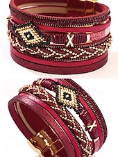 tanie Bransoletka damska-boho koralikowa wielowarstwowa skórzana bransoletka – modna damska bransoletka z zapięciem magnetycznym do swobodnych i boho stylizacji