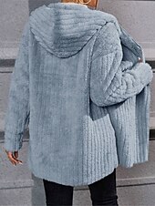 billige hettegenser jakke-Dame Fleece-jakke Teddyfrakk Hettegenser Hold Varm Pustende Fleece Lined Fritid عادي Feriereise Gate Dagligdagstøy Ut på byen Åpen Forside Normal Hettegenser Normal Langermet Yttertøy Blå Kakifarget