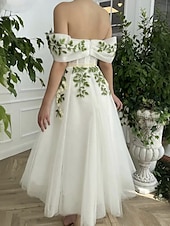 billige blomsterball-A-Linje Prom Kjoler Prinsesse Kjole Graduering Fest Slitasje Te Lengde Uten Ermer V Utringning Organza med Sløyfe(r)