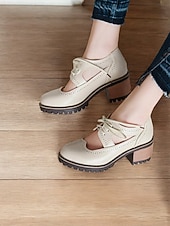 tanie Oksfordki damskie-kremowe, sznurowane, damskie buty typu oxford z wycięciami i grubą podeszwą – obuwie casualowe vintage do noszenia na co dzień