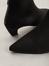 tanie Buty do kostki-damskie czarne botki ze spiczastym noskiem i małym obcasem - eleganckie i uniwersalne obuwie na każdą porę roku