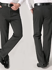 baratos Magro-Homens Social Calças chinês Botões Bolsos Côr Sólida Conforto Formal Festa Trabalho Moda Estilo Clássico Exército verde Preto Micro-Elástica