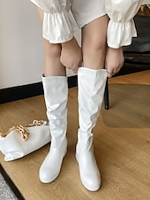 abordables Bottes souples-bottes hautes en similicuir noir pour femmes – bottes plates élégantes et confortables pour un usage quotidien et des sorties décontractées