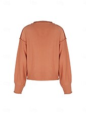 economico Colori solidi-Per donna Felpa Informale Morbido Colore puro A coste A V Lavorato a maglia Manica lunga Top regolari Maglia Esterno Giornaliero Fine settimana Rosso marrone Autunno Inverno