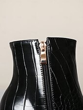 preiswerte Stiefeletten-Grüne Stiefeletten aus Kunstleder mit Krokodilprägung für Damen mit Blockabsatz und spitzer Zehenpartie – ideal für legere oder elegante Anlässe