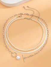 halpa Kaulakorut ja riipukset-choker-kaulakoru kromi naisten punk-muoti kerroksinen epäsäännöllinen kaulakoru häihin ystävänpäiväkadulle