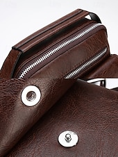 economico Borselli da uomo-borsa a tracolla vintage in similpelle marrone da uomo – borsa a tracolla compatta con più tasche per viaggi, lavoro e uso quotidiano