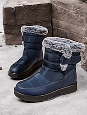 economico Stivali di neve e inverno-stivali da neve invernali impermeabili da donna - design trapuntato bordeaux con fodera in pelliccia sintetica e cinturini regolabili per il freddo all&#039;aperto