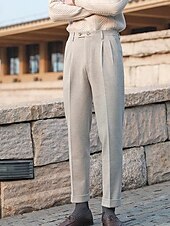 voordelige Dun-Voor heren Afstuderen Pakken Napels Broek Broek Chinese Knop Zak Effen Comfort Formeel Feest Werk Modieus Klassieke Stijl Donkergrijs Abrikoos Micro-elastisch