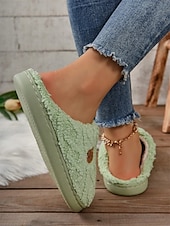 economico Ciabatte e infradito da donna-pantofole da donna in pile con adorabile ricamo a forma di orso – calde pantofole da casa per il comfort invernale