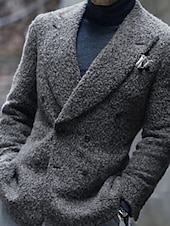 baratos Blazer e Jaqueta-Homens Jaqueta Blazer Colar de fechamento Moda Casual Cor Sólida Exército verde Roxo Marron Moderno Seis botões de peito duplo
