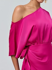 cheap Party Dress-Satin Knotted Wrap Drop Shoulder Maxi Dress