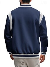 cheap Men&#039;s Jackets &amp; Coats-Men&#039;s Lightweight Jacket Casual Jacket Varsity Jacket Daily Vacation Wearproof Pocket Spring &amp;  Fall Color Block Fashion Classic Stand Collar Regular Dark Gray Black Red Navy Blue Light Grey Jacket