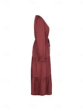 abordables Robes de travail-Femme Robe mi-longue Robe casual Robe Évasée Robe Trapèze Décontractées du quotidien Standard Floral manche longue Col V Vin Printemps Automne