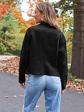 abordables Vestes-Femme Veste décontractée Chaud Confortable Zippé Décontractées Minimalisme Couleur unie Casual Quotidien fermeture Éclair Revers Standard manche longue Vêtements d&#039;extérieur Noir Chameau Marron Hiver